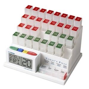 MedCenter Monthly Pill Organizer System Talking Alarm Clock 31 Day Geriatric